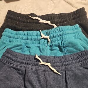Lot Of 3 Wonder nation Kids Pull-On Knit Shorts in Teal, Navy & Charcoal